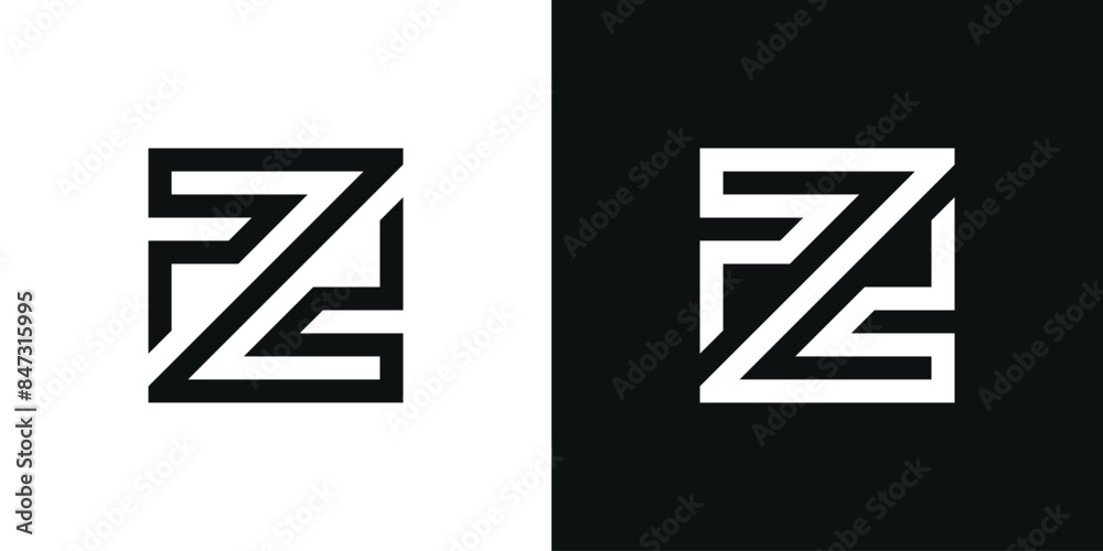 Letter Z logo design with square lines. Premium Vector