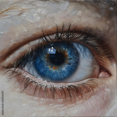 Feminine blue eye with honey-toned accents