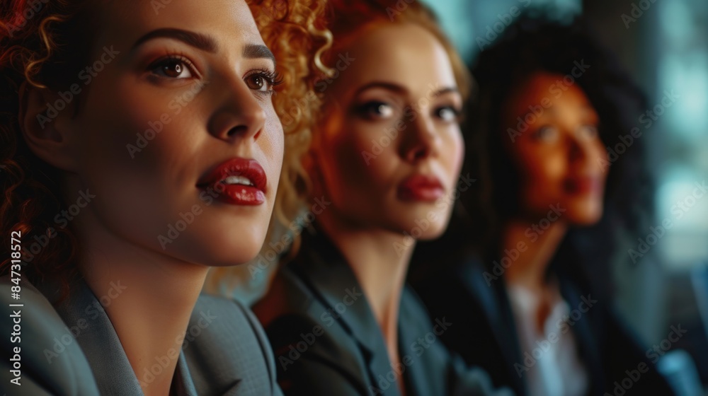 Group of women sitting next to each other Group of women sitting next to each other