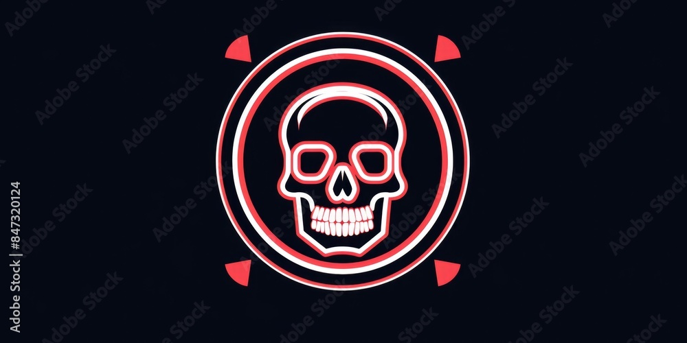 A skull surrounded by arrows, often used to symbolize danger or warning
