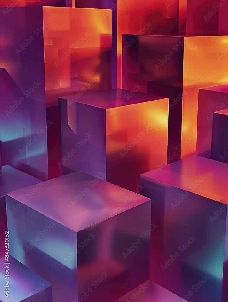 A collection of colorful cubes in a modern room setting A collection of colorful cubes in a modern room setting