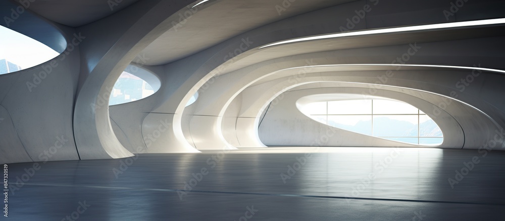 illustration image of 3D rendering of futuristic architecture of modern empty room interior illustration image of 3D rendering of futuristic architecture of modern empty room interior