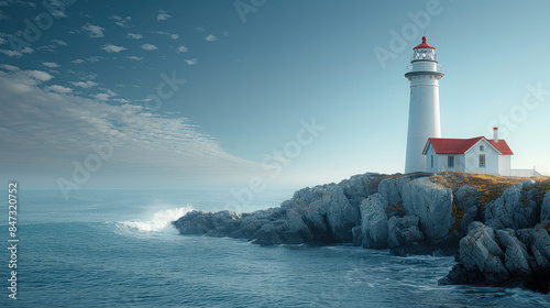beautiful light house on a rural costline created with Generative AI technology