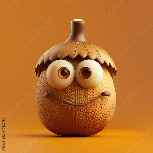 Cute Cartoon Acorn Characte...