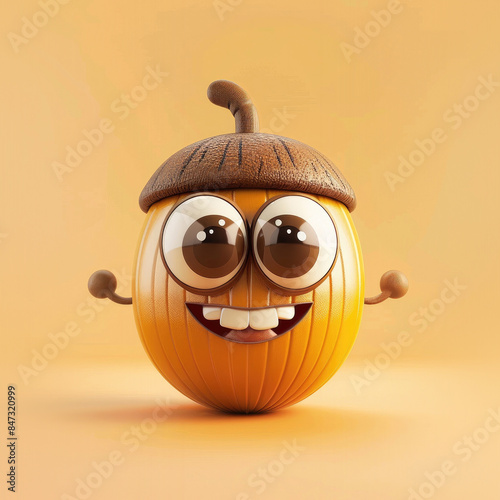 Cute Cartoon Acorn Characte...