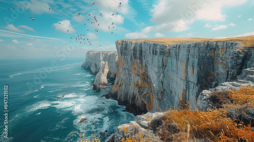 cliffside near the ocean created with Generative AI technology