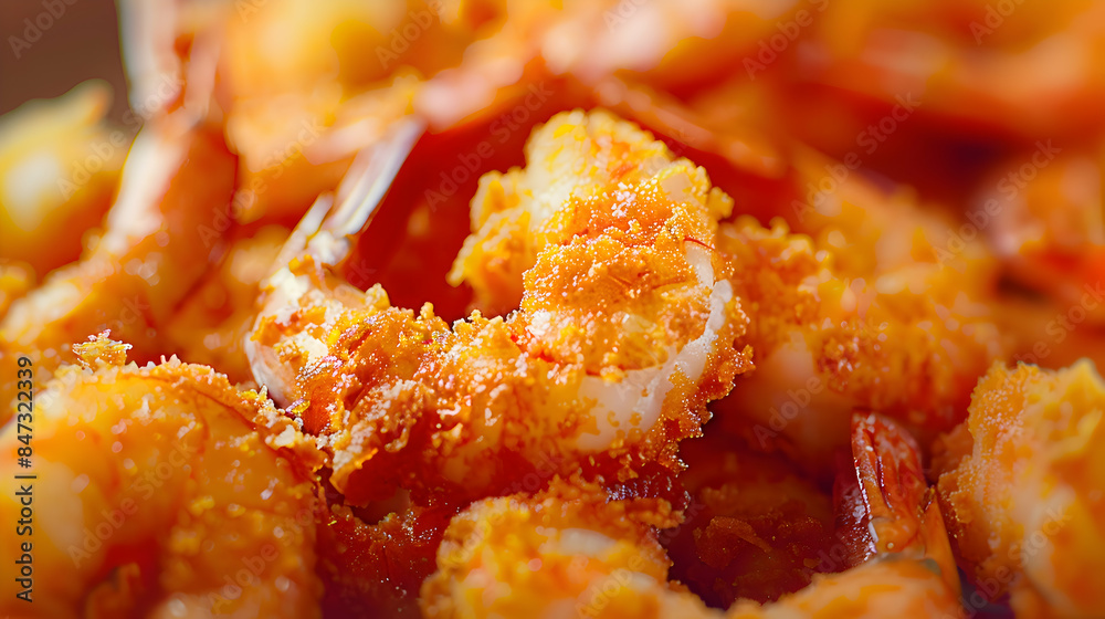 A selection of freshly made fast food shrimp with vibrant colors and crispy textures A selection of freshly made fast food shrimp with vibrant colors and crispy textures