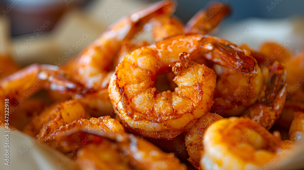 A selection of freshly made fast food shrimp with vibrant colors and crispy textures A selection of freshly made fast food shrimp with vibrant colors and crispy textures