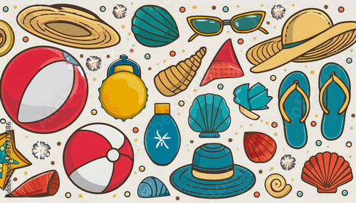 illustration of everyday objects for the beach