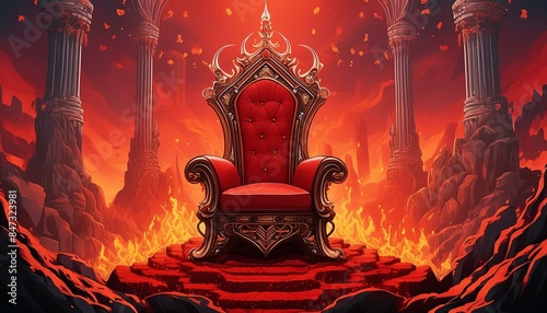 A devil throne in the middle of hell. A throne in the hell.