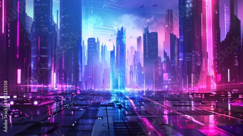Design a background featuring a futuristic cityscape