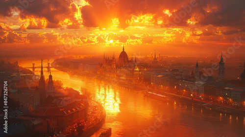 Budapest, Hungary city created with Generative AI technology