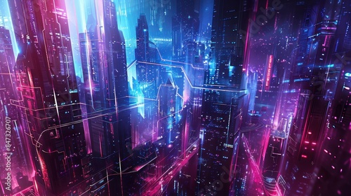 Design a background featuring a futuristic cityscape © Asdir