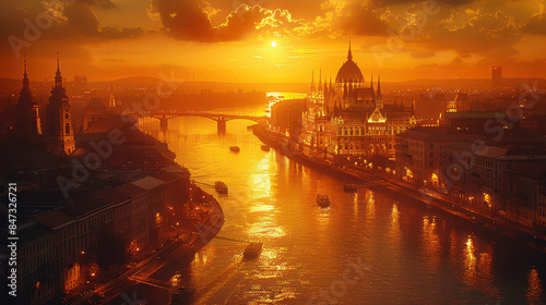 Budapest, Hungary city created with Generative AI technology