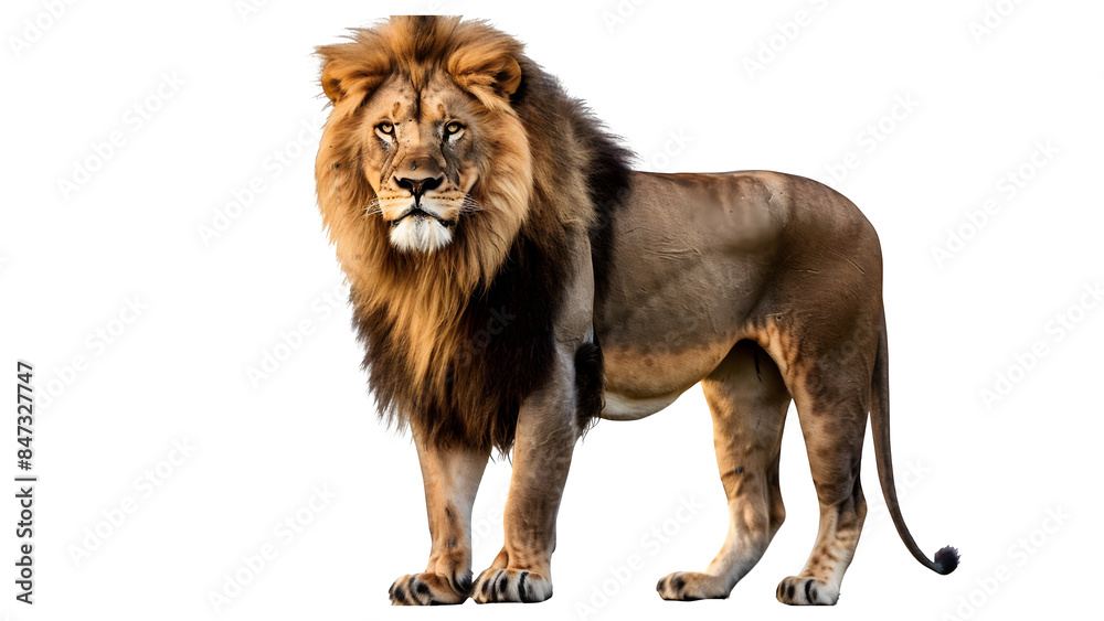 Obraz premium Standing lion isolated on a transparent background, PNG, Ai