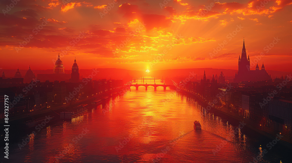 Fototapeta premium Dublin, Ireland city skyline created with Generative AI technology