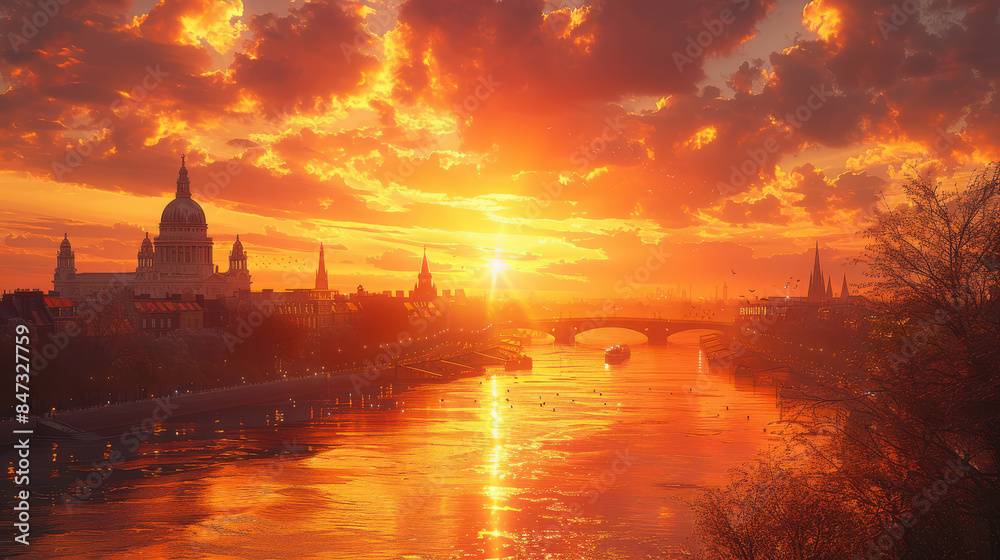 Obraz premium Dublin, Ireland city skyline created with Generative AI technology