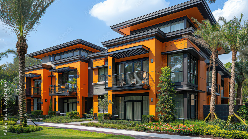 modern and luxury apartment building with vibrant colors created with Generative AI technology modern and luxury apartment building with vibrant colors created with Generative AI technology