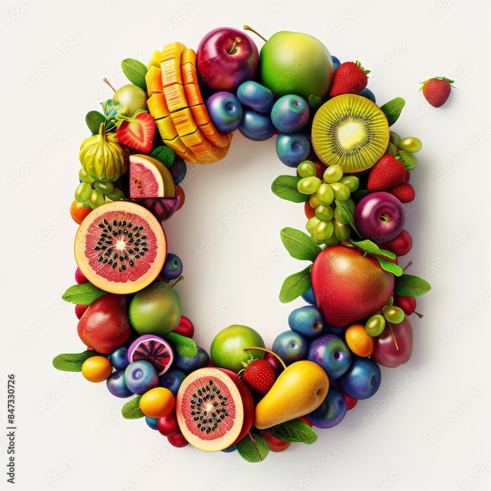 Typography of the letter O crafted from fresh fruit. Fruits and vegetables. Easy to remove background. Creative and healthy concept. Typography of the letter O crafted from fresh fruit. Fruits and vegetables. Easy to remove background. Creative and healthy concept.