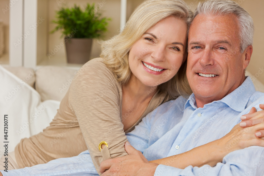 Attractive Healthy Senior Man Woman Couple at Home Smiling Attractive Healthy Senior Man Woman Couple at Home Smiling