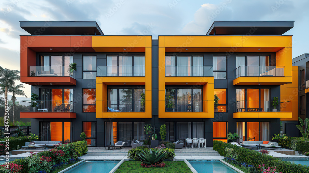 Fototapeta premium colorful houses in modern style created with Generative AI technology
