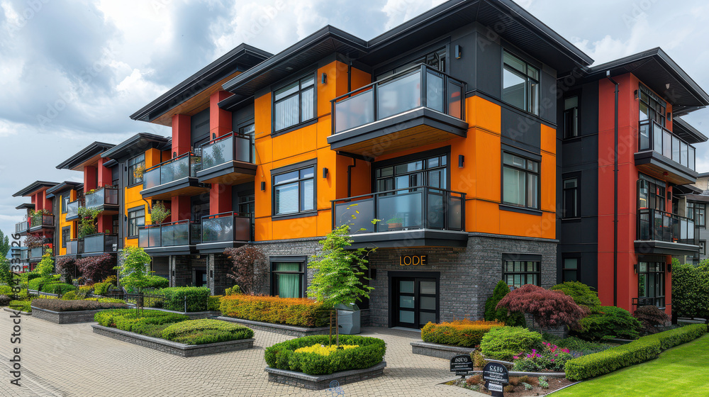 colorful houses in modern style created with Generative AI technology