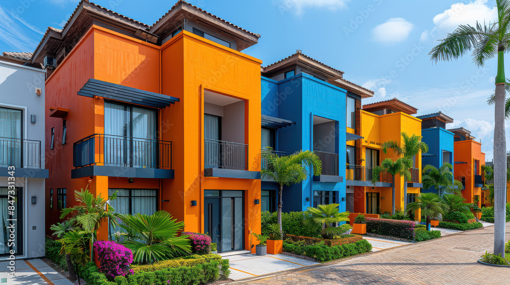Obraz premium colorful houses in modern style created with Generative AI technology
