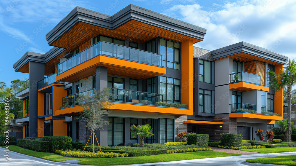 colorful houses in modern style created with Generative AI technology