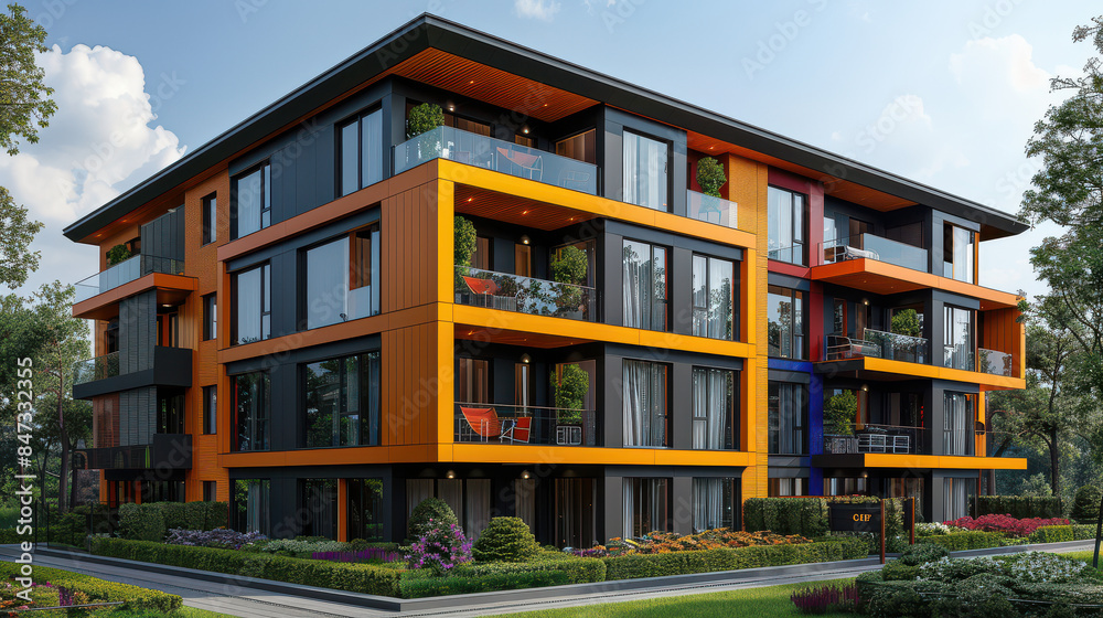 modern and luxury apartment building with vibrant colors for real estate themes created with Generative AI technology modern and luxury apartment building with vibrant colors for real estate themes created with Generative AI technology