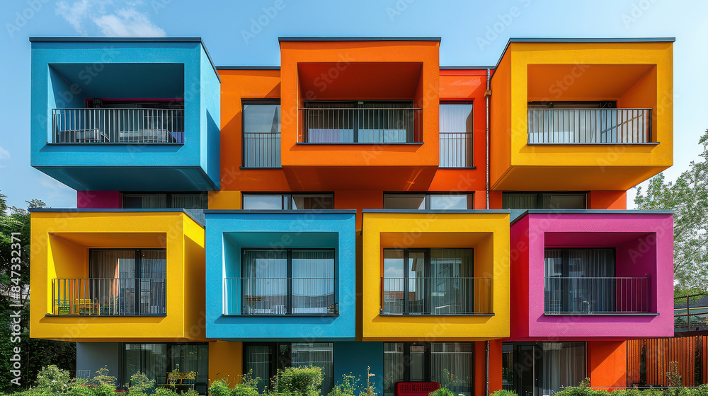 modern and luxury apartment building with vibrant colors for real estate themes created with Generative AI technology modern and luxury apartment building with vibrant colors for real estate themes created with Generative AI technology