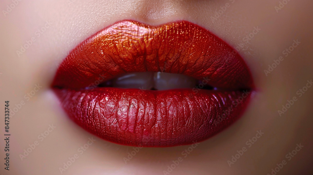 wide macro closeup photo of beautiful woman face with red color lipstick applied lips wide macro closeup photo of beautiful woman face with red color lipstick applied lips