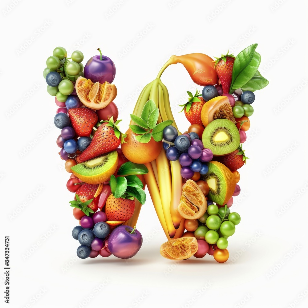 Typography of the letter W crafted from fresh fruit. Fruits and vegetables. Easy to remove background. Creative and healthy concept. Typography of the letter W crafted from fresh fruit. Fruits and vegetables. Easy to remove background. Creative and healthy concept.