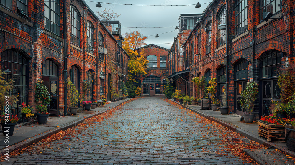 Fototapeta premium old industrial brick office building created with Generative AI technology