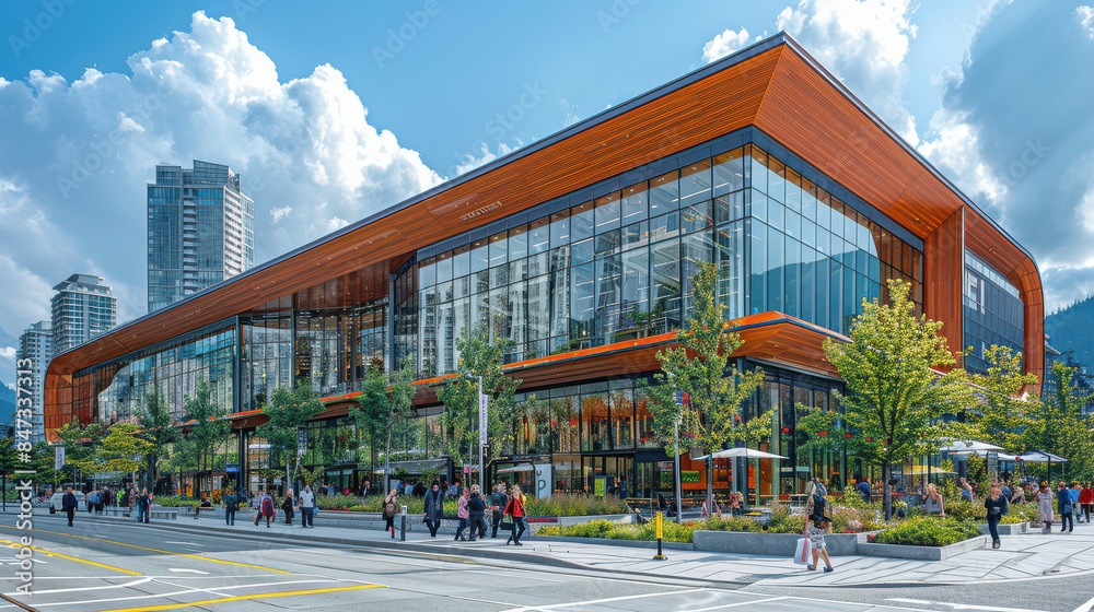 Obraz premium photo of a building in a lively urban setting created with Generative AI technology
