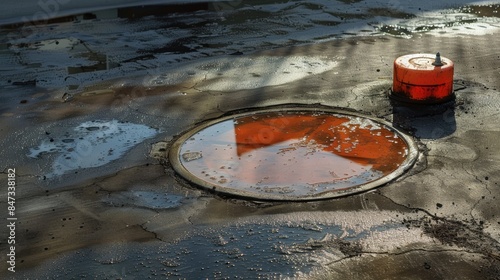 Gasoline mark on the ground