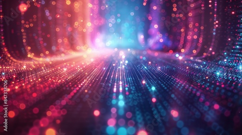 Abstract background with colorful lights and dots, AI