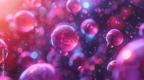 A close up of a bunch of bubbles floating in the air, AI