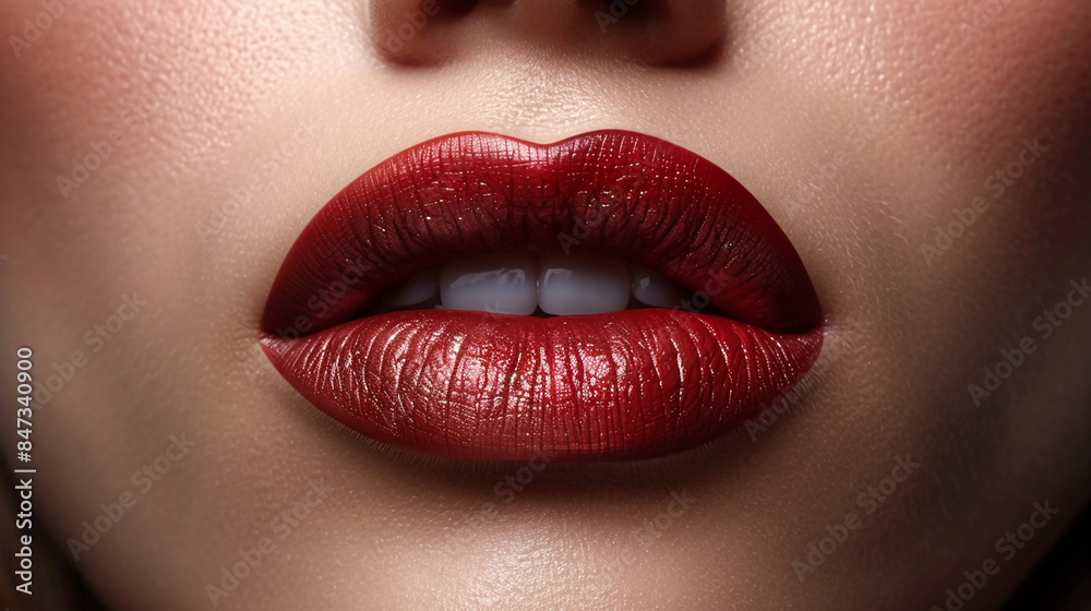 Wide cosmetics background illustration with different colored lipstick applied ladies lips Wide cosmetics background illustration with different colored lipstick applied ladies lips