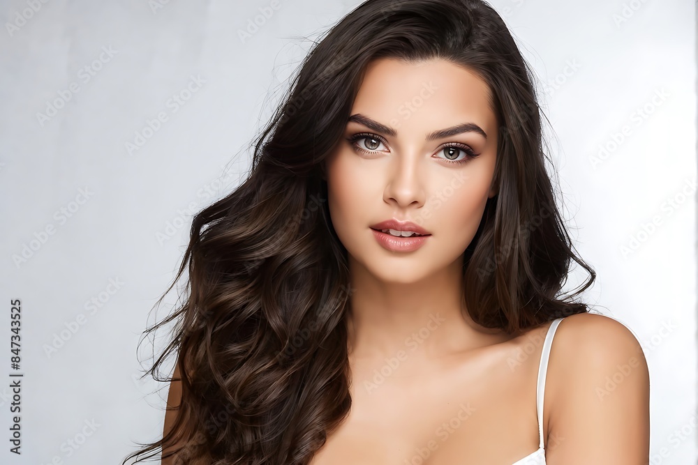 Portrait of a Beautiful Young Woman with Pristine Skin, Highlighting Face Care, Cosmetology, and Spa Portrait of a Beautiful Young Woman with Pristine Skin, Highlighting Face Care, Cosmetology, and Spa