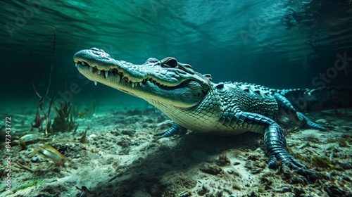 Wallpaper Mural Vibrant Underwater Crocodile in a Tropical Paradise Captured in Detailed Wildlife Photography Torontodigital.ca