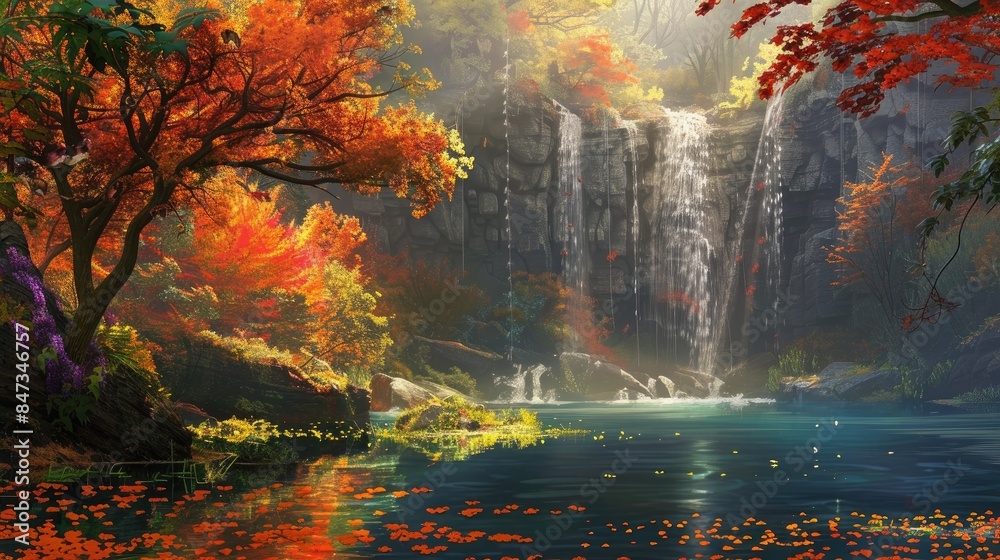 Naklejka premium Scenic Landscapes with Vibrant Foliage