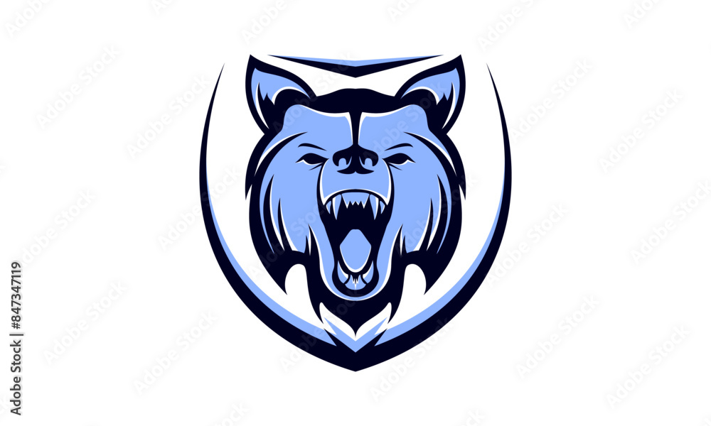 Bear head and shield illustration design vector Bear head and shield illustration design vector