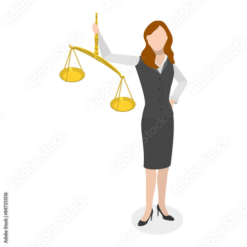 Obraz na plátně 3D Isometric Flat  Illustration of Law and Justice. Item 2