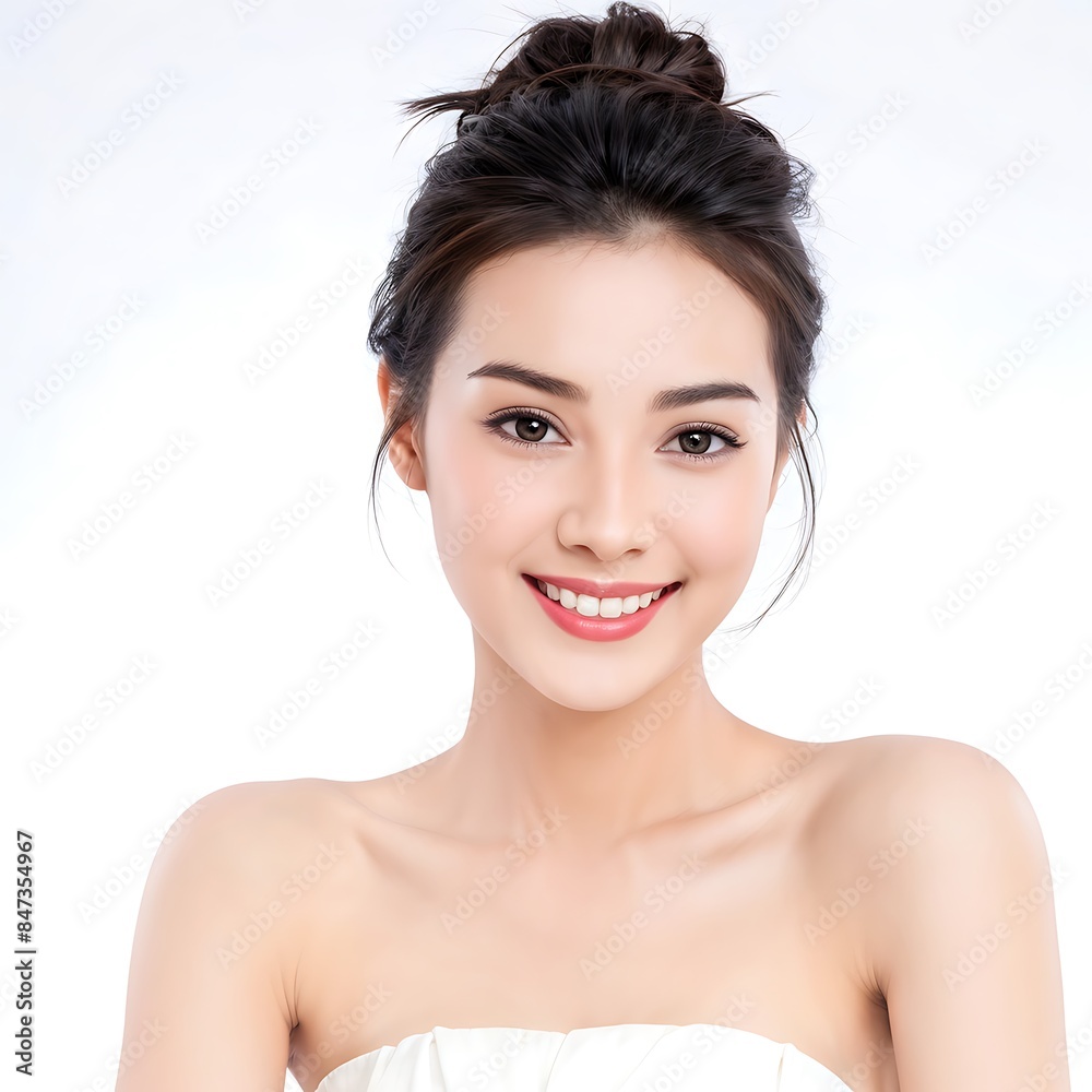 Portrait of a Beautiful Young Woman with Pristine Skin, Highlighting Face Care, Cosmetology, and Spa Portrait of a Beautiful Young Woman with Pristine Skin, Highlighting Face Care, Cosmetology, and Spa