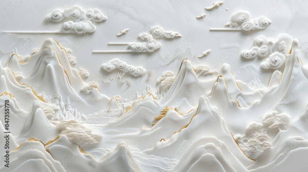 Elegant 3D Art of Mountain Landscape