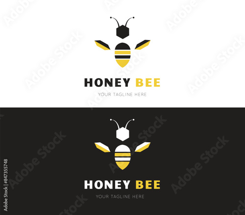 Honey Bee Vector Logo Design.