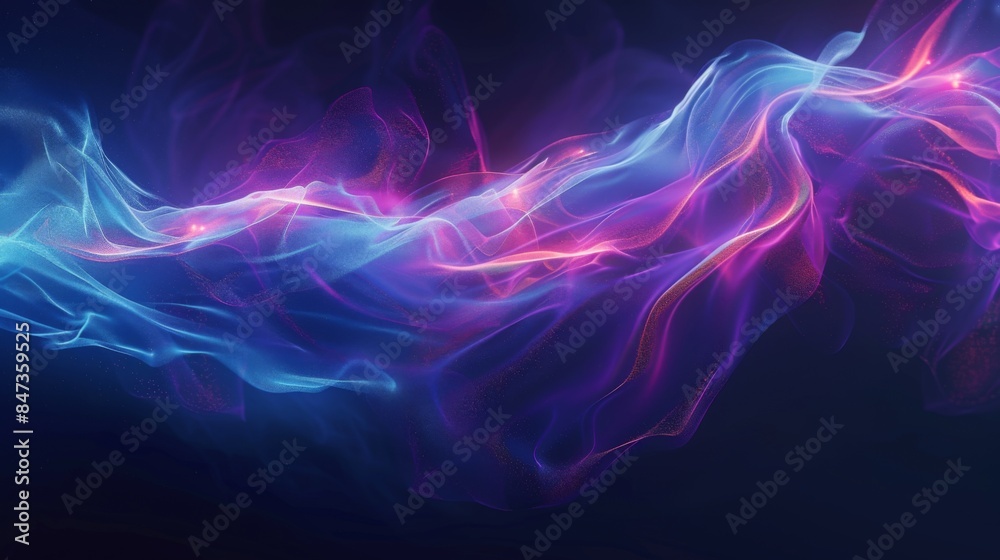 Abstract holographic iridescent neon curved wave in motion dark background 3d render. Gradient design element for banners, backgrounds Abstract holographic iridescent neon curved wave in motion dark background 3d render. Gradient design element for banners, backgrounds