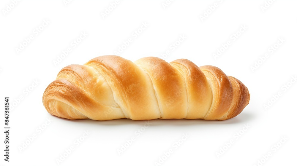 Golden Croissant, Isolated on White Background Golden Croissant, Isolated on White Background