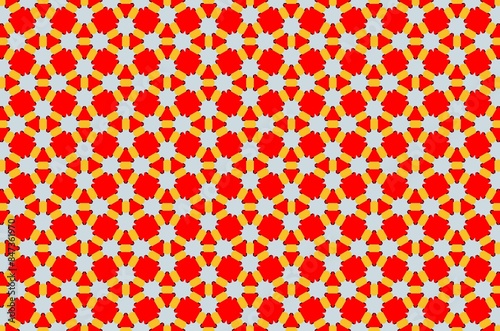 A pattern of red and yellow circles