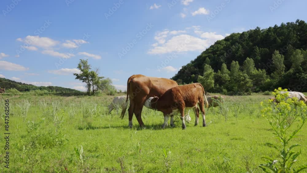 Cattle grazing on outdoor grasslands in Northeast China Cattle grazing on outdoor grasslands in Northeast China